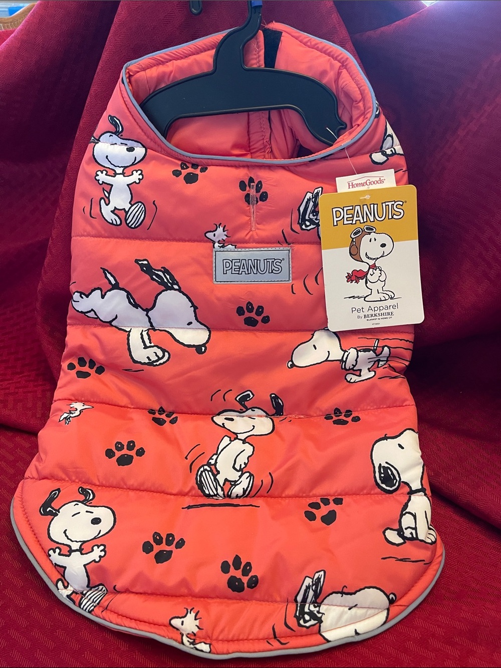 Berkshire Peanuts Snoopy Orange Puffer Dog Vest